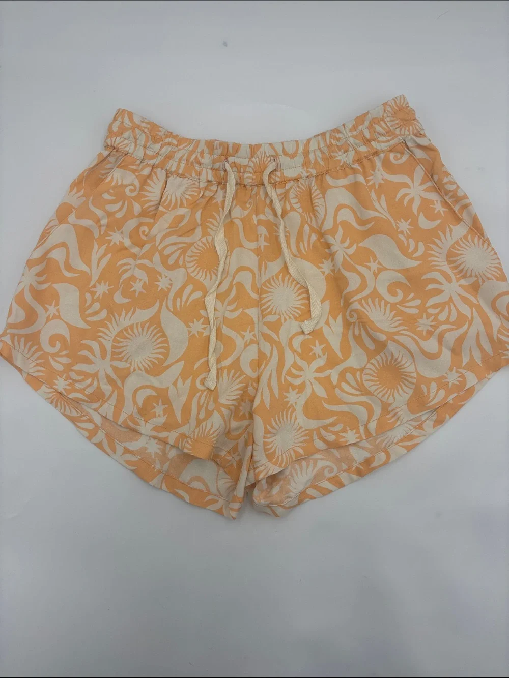 Billabong Orange Print Drawstring Shorts
